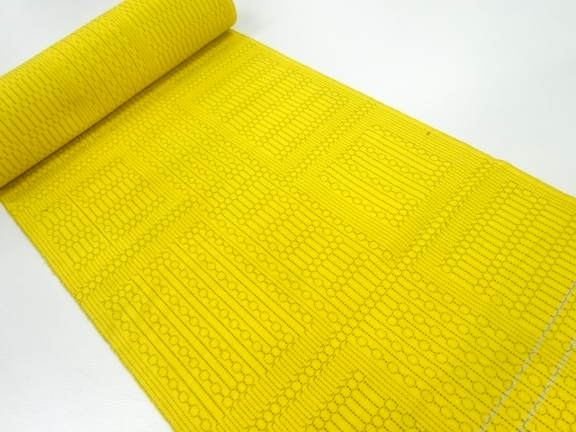 JAPANESE KIMONO / ANTIQUE FABRIC BOLT FOR SUMMER HASSUN OBI / WOVEN ABSTRACT PATTERN